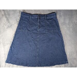 Liz Claiborne Womens Dark Wash Denim A-Line Midi Skirt Cotton Blend Plus Size 18